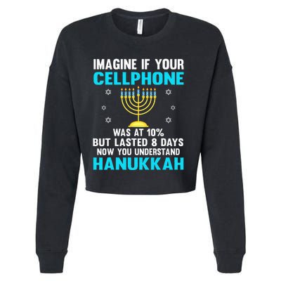 Hanukkah Festival Of Lights Latke Hanuka Jewish Chanukah  Cropped Pullover Crew