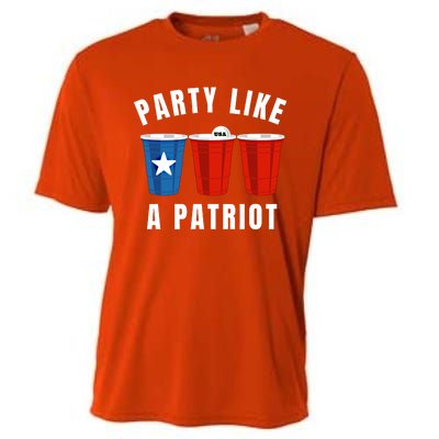 Happy Fourth Of July Party Like Patriot Funny Beer Pong Usa Gift Cooling Performance Crew T-Shirt