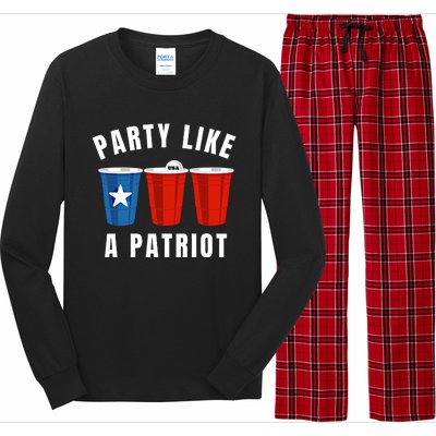 Happy Fourth Of July Party Like Patriot Funny Beer Pong Usa Gift Long Sleeve Pajama Set