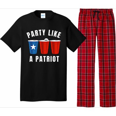 Happy Fourth Of July Party Like Patriot Funny Beer Pong Usa Gift Pajama Set