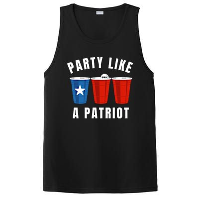 Happy Fourth Of July Party Like Patriot Funny Beer Pong Usa Gift PosiCharge Competitor Tank