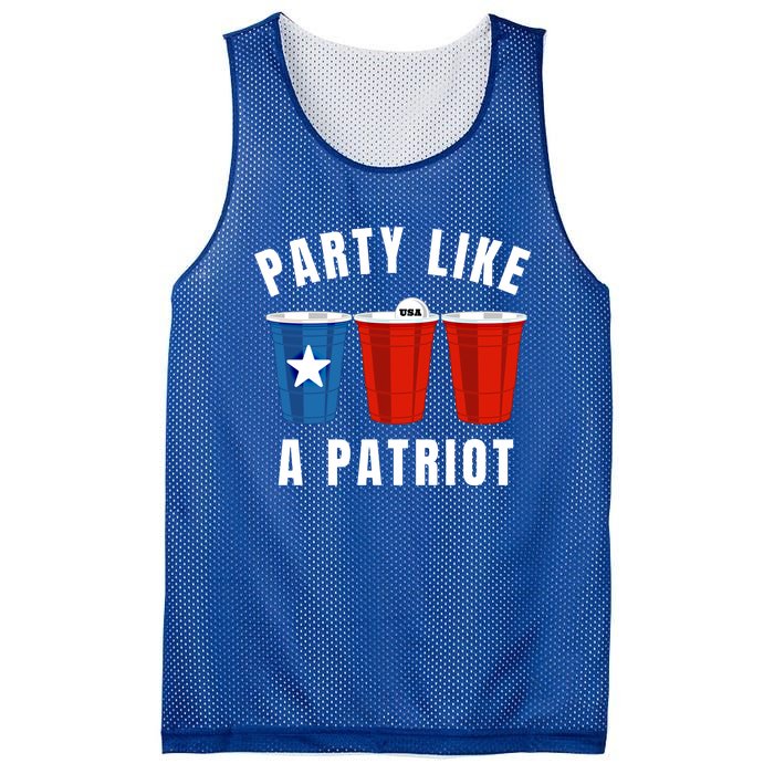 Happy Fourth Of July Party Like Patriot Funny Beer Pong Usa Gift Mesh Reversible Basketball Jersey Tank