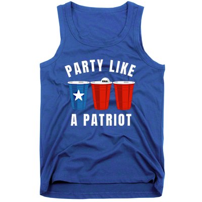 Happy Fourth Of July Party Like Patriot Funny Beer Pong Usa Gift Tank Top