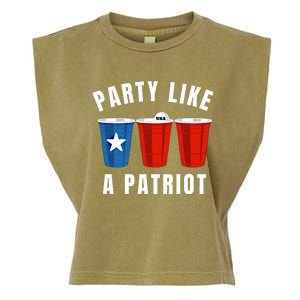 Happy Fourth Of July Party Like Patriot Funny Beer Pong Usa Gift Garment-Dyed Women's Muscle Tee