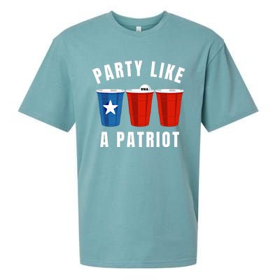 Happy Fourth Of July Party Like Patriot Funny Beer Pong Usa Gift Sueded Cloud Jersey T-Shirt