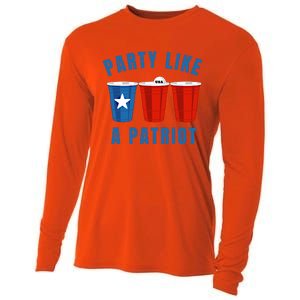 Happy Fourth Of July Party Like Patriot Funny Beer Pong Usa Funny Gift Cooling Performance Long Sleeve Crew