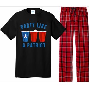 Happy Fourth Of July Party Like Patriot Funny Beer Pong Usa Funny Gift Pajama Set