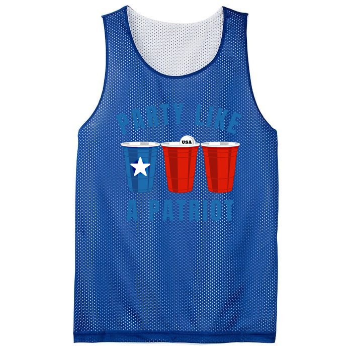 Happy Fourth Of July Party Like Patriot Funny Beer Pong Usa Funny Gift Mesh Reversible Basketball Jersey Tank