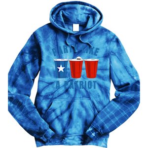 Happy Fourth Of July Party Like Patriot Funny Beer Pong Usa Funny Gift Tie Dye Hoodie