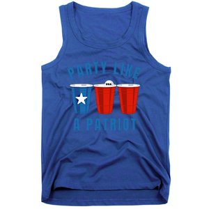 Happy Fourth Of July Party Like Patriot Funny Beer Pong Usa Funny Gift Tank Top