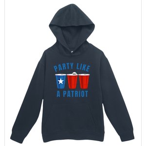 Happy Fourth Of July Party Like Patriot Funny Beer Pong Usa Funny Gift Urban Pullover Hoodie