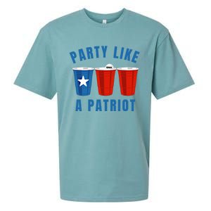 Happy Fourth Of July Party Like Patriot Funny Beer Pong Usa Funny Gift Sueded Cloud Jersey T-Shirt