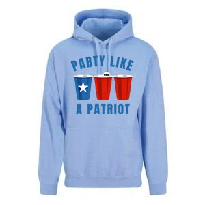 Happy Fourth Of July Party Like Patriot Funny Beer Pong Usa Funny Gift Unisex Surf Hoodie