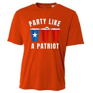 Happy Fourth Of July Party Like Patriot Funny Beer Pong Usa Funny Gift Cooling Performance Crew T-Shirt