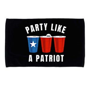 Happy Fourth Of July Party Like Patriot Funny Beer Pong Usa Funny Gift Microfiber Hand Towel