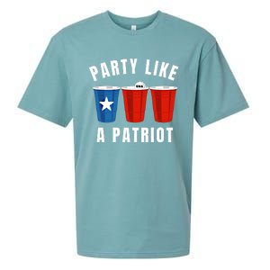 Happy Fourth Of July Party Like Patriot Funny Beer Pong Usa Funny Gift Sueded Cloud Jersey T-Shirt