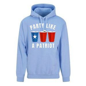 Happy Fourth Of July Party Like Patriot Funny Beer Pong Usa Funny Gift Unisex Surf Hoodie