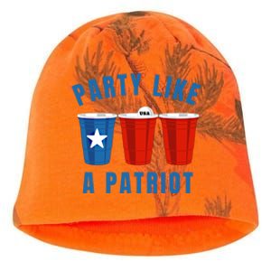 Happy Fourth Of July Party Like Patriot Funny Beer Pong Usa Cool Gift Kati - Camo Knit Beanie