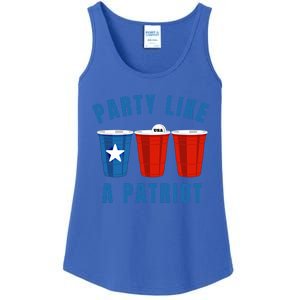 Happy Fourth Of July Party Like Patriot Funny Beer Pong Usa Cool Gift Ladies Essential Tank