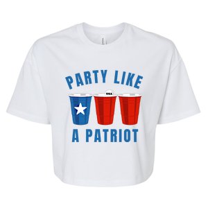 Happy Fourth Of July Party Like Patriot Funny Beer Pong Usa Cool Gift Bella+Canvas Jersey Crop Tee