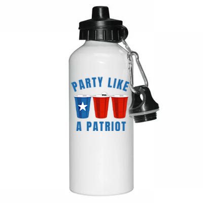 Happy Fourth Of July Party Like Patriot Funny Beer Pong Usa Cool Gift Aluminum Water Bottle