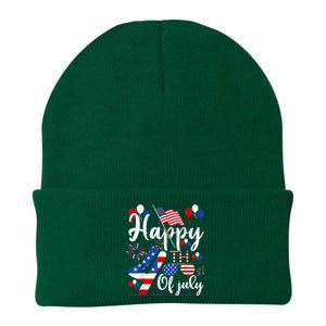 Happy Fourth Of July Patriotic Us American Flag 4th Of July Knit Cap Winter Beanie