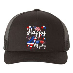 Happy Fourth Of July Patriotic Us American Flag 4th Of July Yupoong Adult 5-Panel Trucker Hat