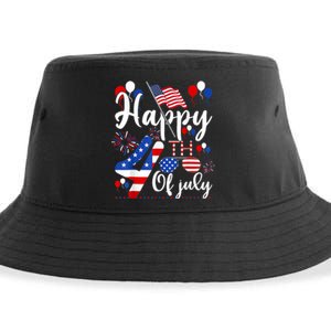 Happy Fourth Of July Patriotic Us American Flag 4th Of July Sustainable Bucket Hat