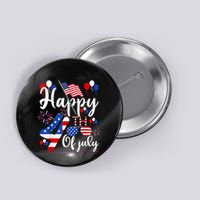 Happy Fourth Of July Patriotic Us American Flag 4th Of July Button