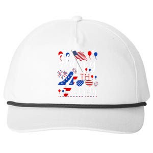 Happy Fourth Of July Patriotic Us American Flag 4th Of July Snapback Five-Panel Rope Hat