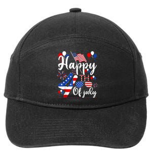 Happy Fourth Of July Patriotic Us American Flag 4th Of July 7-Panel Snapback Hat