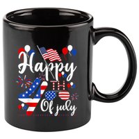 Happy Fourth Of July Patriotic Us American Flag 4th Of July 11oz C Handle Ceramic Mug