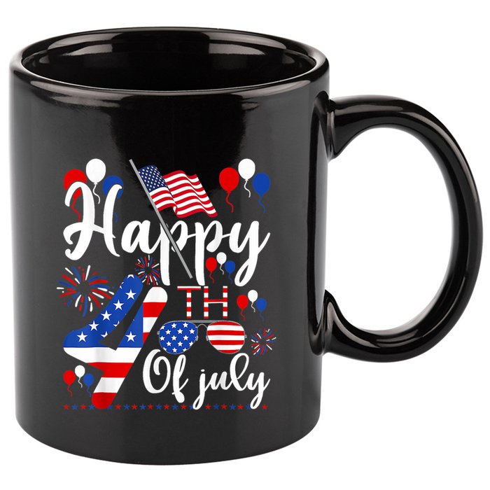 Happy Fourth Of July Patriotic Us American Flag 4th Of July 11oz C Handle Ceramic Mug