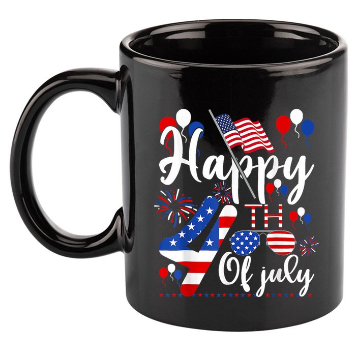 Happy Fourth Of July Patriotic Us American Flag 4th Of July 11oz C Handle Ceramic Mug