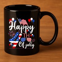 Happy Fourth Of July Patriotic Us American Flag 4th Of July 11oz C Handle Ceramic Mug
