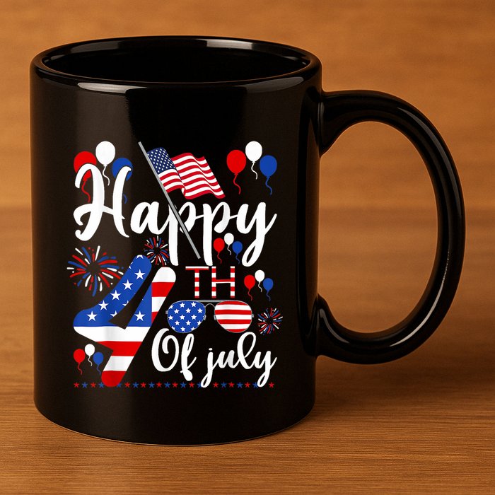 Happy Fourth Of July Patriotic Us American Flag 4th Of July 11oz C Handle Ceramic Mug