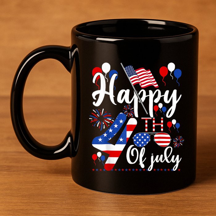 Happy Fourth Of July Patriotic Us American Flag 4th Of July 11oz C Handle Ceramic Mug