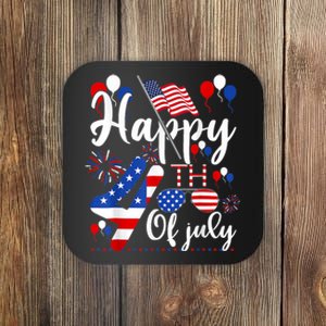 Happy Fourth Of July Patriotic Us American Flag 4th Of July Coaster