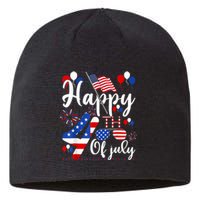 Happy Fourth Of July Patriotic Us American Flag 4th Of July Sustainable Beanie