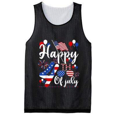 Happy Fourth Of July Patriotic Us American Flag 4th Of July Mesh Reversible Basketball Jersey Tank