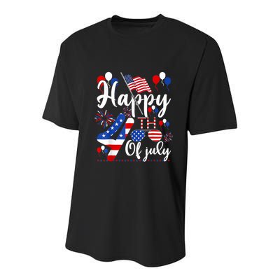 Happy Fourth Of July Patriotic Us American Flag 4th Of July Youth Performance Sprint T-Shirt