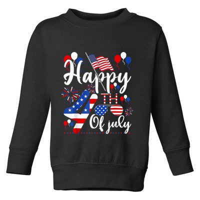 Happy Fourth Of July Patriotic Us American Flag 4th Of July Toddler Sweatshirt