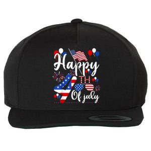 Happy Fourth Of July Patriotic Us American Flag 4th Of July Wool Snapback Cap