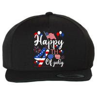 Happy Fourth Of July Patriotic Us American Flag 4th Of July Wool Snapback Cap