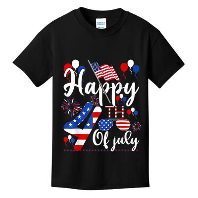 Happy Fourth Of July Patriotic Us American Flag 4th Of July Kids T-Shirt
