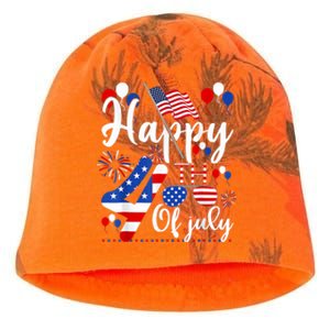 Happy Fourth Of July Patriotic Us American Flag 4th Of July Kati - Camo Knit Beanie