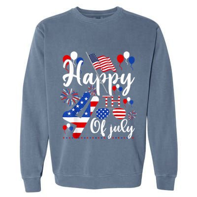 Happy Fourth Of July Patriotic Us American Flag 4th Of July Garment-Dyed Sweatshirt