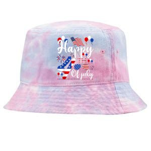 Happy Fourth Of July Patriotic Us American Flag 4th Of July Tie-Dyed Bucket Hat