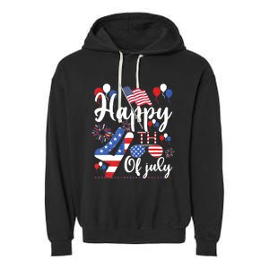 Happy Fourth Of July Patriotic Us American Flag 4th Of July Garment-Dyed Fleece Hoodie