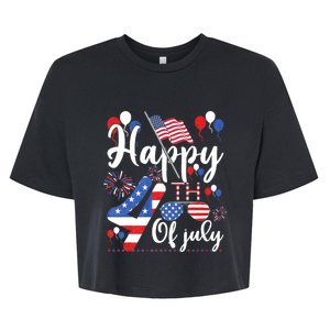 Happy Fourth Of July Patriotic Us American Flag 4th Of July Bella+Canvas Jersey Crop Tee